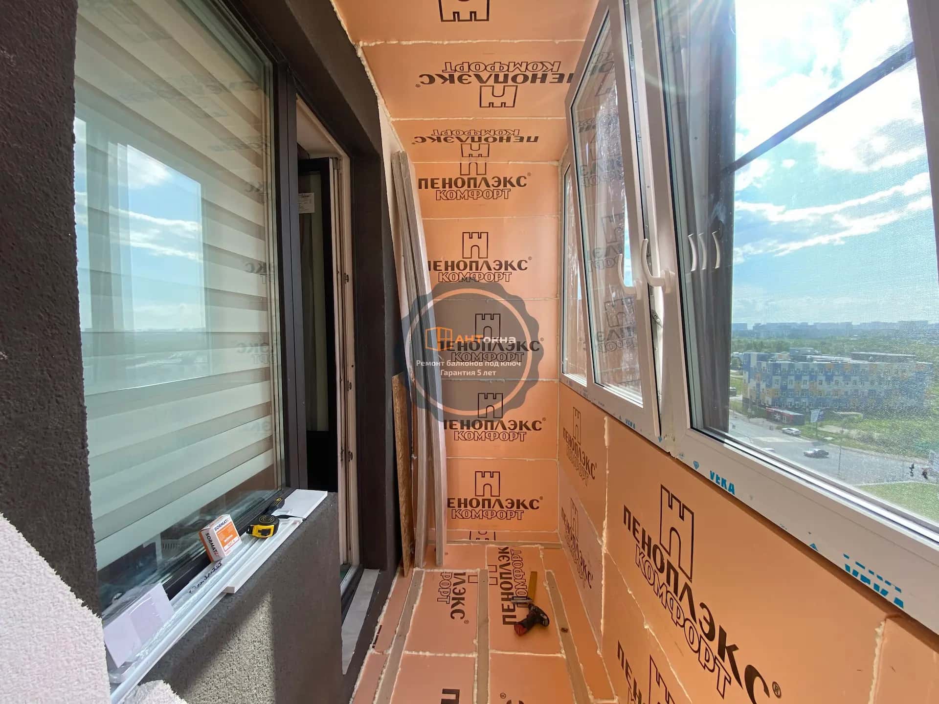 Утепление пол/потолок/стены, промазка герметиком примыканий